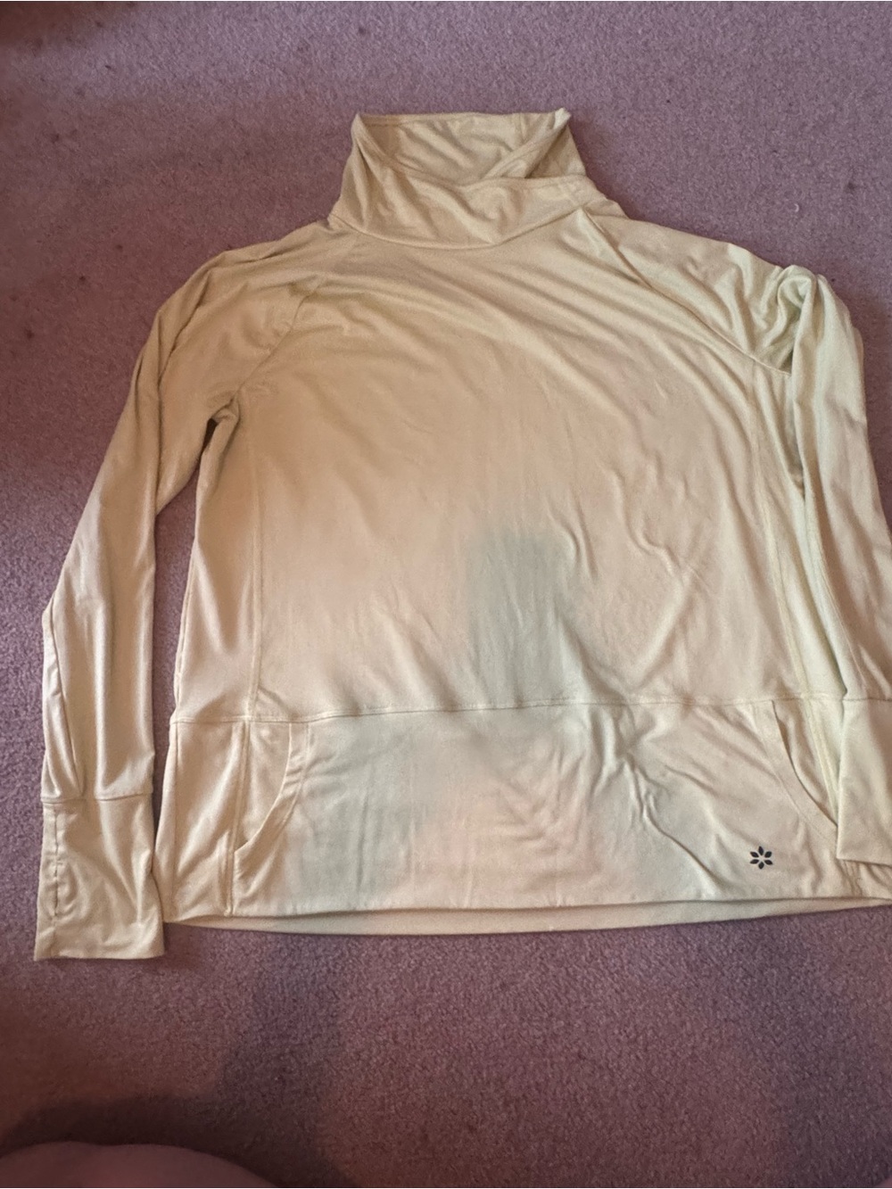 Nine West Pale Yellow Active Top with Funnel Neck